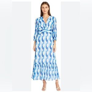 Donna Morgan Blue and White Patterned Dress
